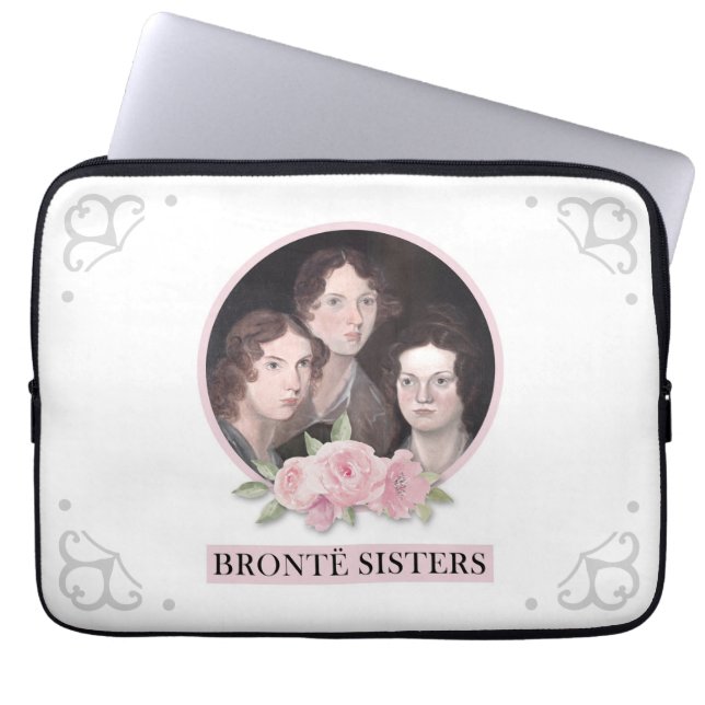Capa Para Notebook Bronte Sisters Retrato com Rosas Rosa (Frente)