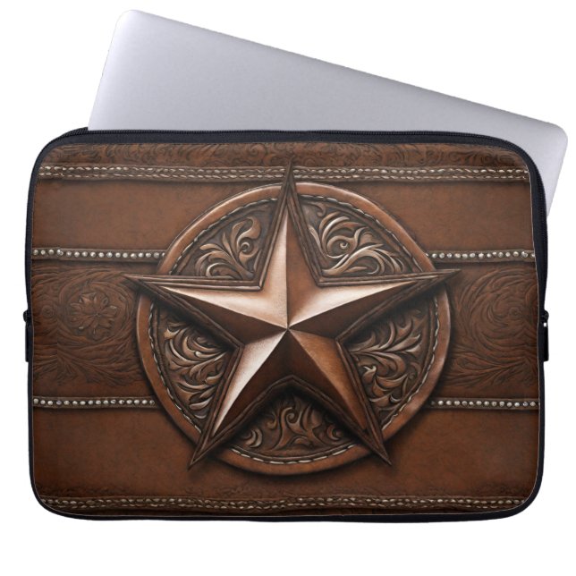 Capa Para Notebook Brown Cowboy Russo Western Country Texas Star (Frente)