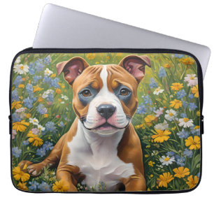 Capa Para Notebook Brown E White Staffordshire Bull Terrier Puppy,