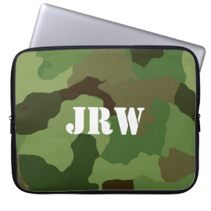 Capa Para Notebook Brown Monogrammed e camuflagem verde