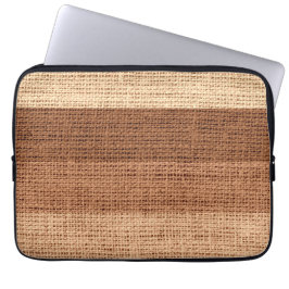 Capa Para Notebook Brown Stripes Burlap Rustic Jute
