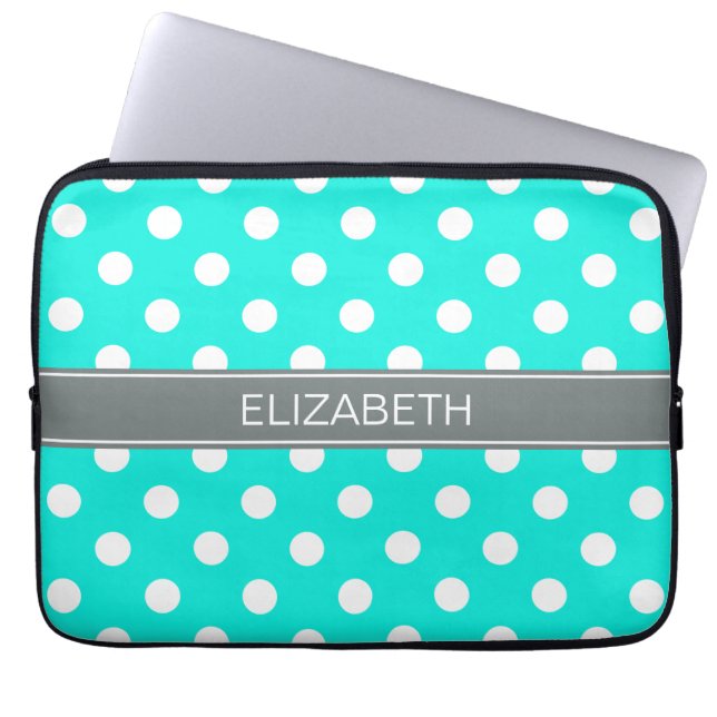 Capa Para Notebook Brt Aqua What Bolinhas #2 Monograma de Cinza de ca (Frente)