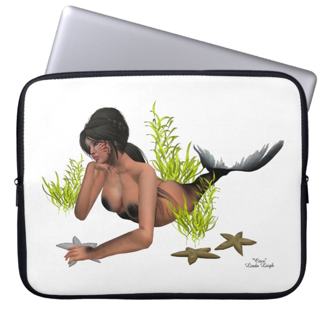 Capa Para Notebook Brunette Mermaid com Bolsa de laptop de Starfish (Frente)