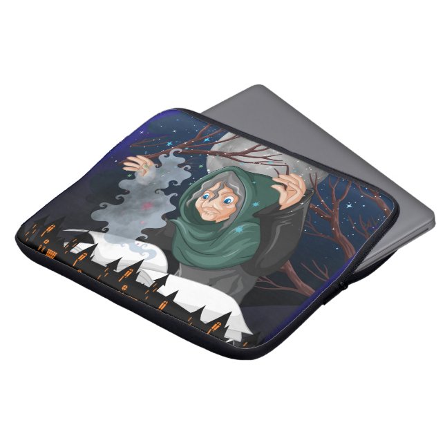 Capa Para Notebook Bruxa Assustadora & Casa Assombrada Halloween🌙 (Frente Topo)