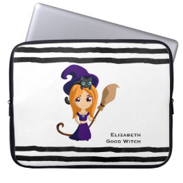 Capa Para Notebook Bruxa Bonita no Halloween do Chapéu Roxo