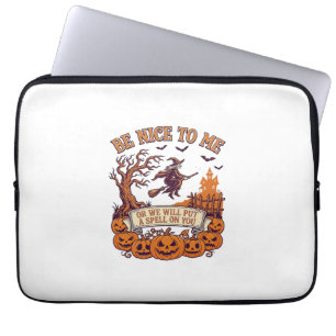 Capa Para Notebook Bruxa da vassoura de Halloween seja legal comigo A