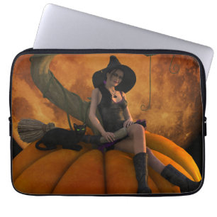 Capa Para Notebook Bruxa e Gato na Pumpkin Gigante