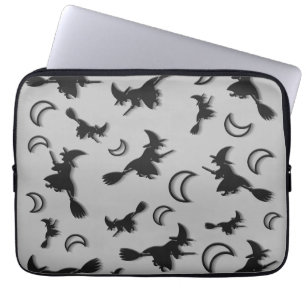 Capa Para Notebook Bruxa voadora entre a meia lua na noite de Hallowe