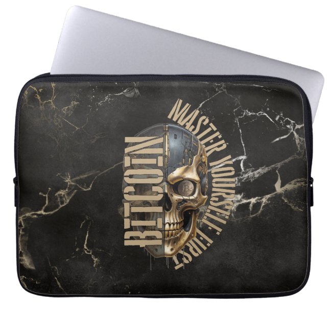 Capa Para Notebook BTC motivation | Skull | Gold Marble (Frente)