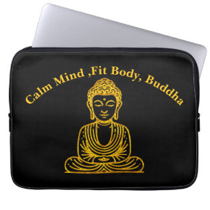 Capa Para Notebook Buda Dourado em Pose Pacífica
