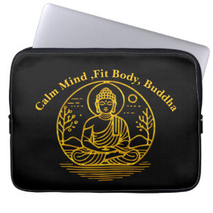 Capa Para Notebook Buda Dourado sentado na Meditação Serena