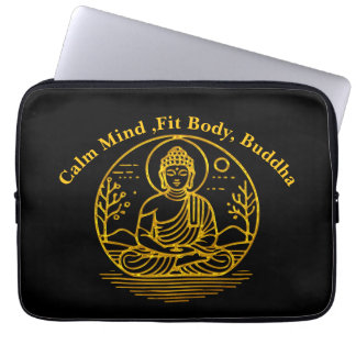Capa Para Notebook Buda Dourado sentado na Meditação Serena