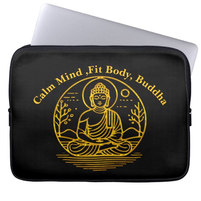 Capa Para Notebook Buda Dourado sentado na Meditação Serena (Frente)