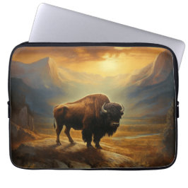 Capa Para Notebook Buffalo Bison Sunset Silhouette