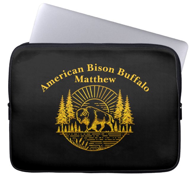 Capa Para Notebook Buffalo caminhando pelo rio em Sunset (Frente)