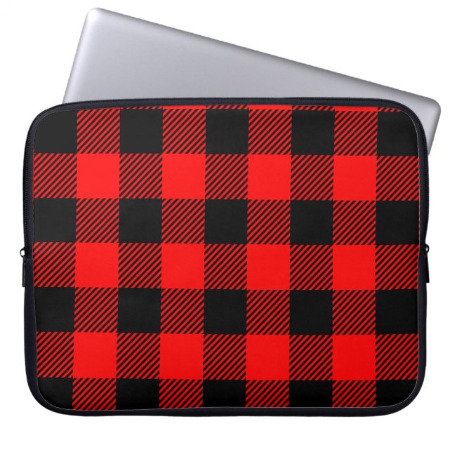 Capa Para Notebook Buffalo Check Red and Black Lumberjack Xadrez Deco (Frente)