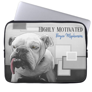 Capa Para Notebook Buldogue altamente motivado com língua rosa de ati