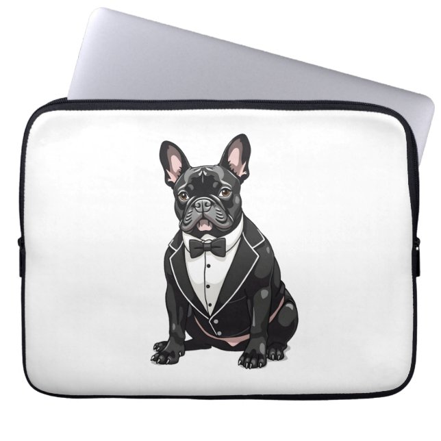 Capa Para Notebook Buldogue francês em Tuxedo (Frente)