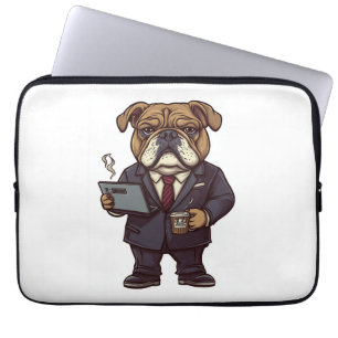 Capa Para Notebook Bulldog de Negócios � Cachorro Divertido no Escrit