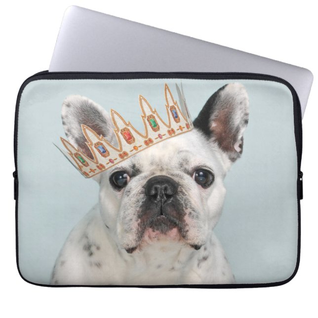 Capa Para Notebook Bulldog Francês com Coroa (Frente)