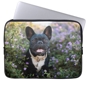 Capa Para Notebook Bulldog Francês em Flores