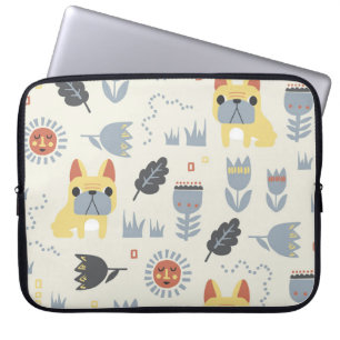 Capa Para Notebook Bulldog Francês: Scandinávia Floral Repeat.
