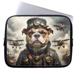 Capa Para Notebook Bulldog Inglês aviador Steampunk