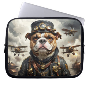 Capa Para Notebook Bulldog Inglês aviador Steampunk