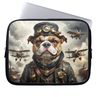 Capa Para Notebook Bulldog Inglês aviador Steampunk