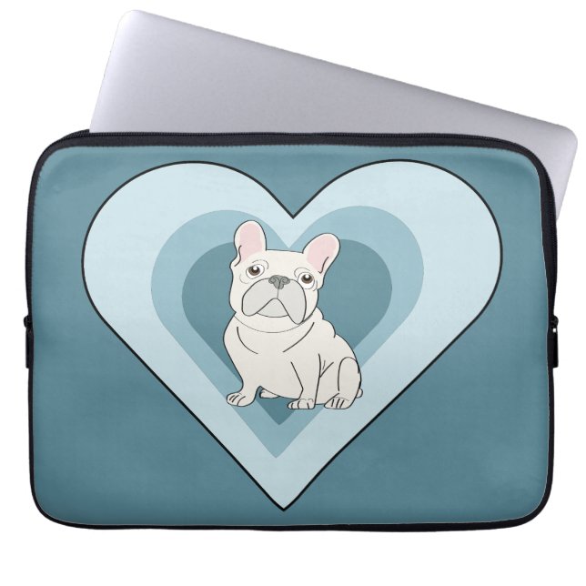 Capa Para Notebook Bulldogue Francês Branco (Frente)