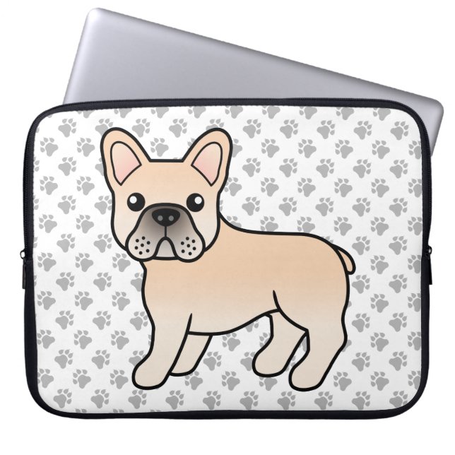 Capa Para Notebook Bulldogue Francês Creme Cachorro Cartoon Fofo (Frente)