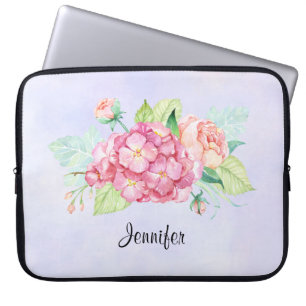 Capa Para Notebook Buquê de Aquarela Rosa Elegante