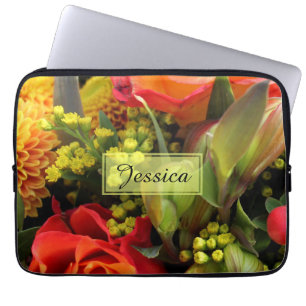 Capa Para Notebook Buquê de Flores Laranja Foto Personalizado