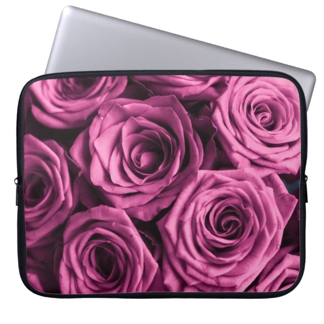 Capa Para Notebook Buquê de rosas roxos, flores fundo floral (Frente)