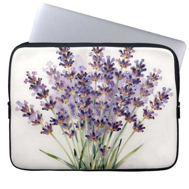 Capa Para Notebook Buquê Floral de Lavanda em Aquarela (Frente)