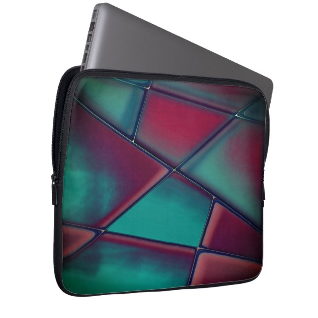 Capa Para Notebook Burgundy angustiado e ciano forte em trapezoidal (Frente Esquerda)