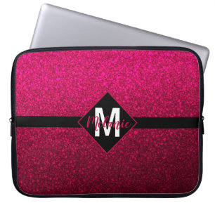 Capa Para Notebook Burgundy Faux Glitter com Monograma