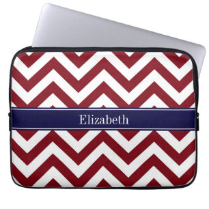 Capa Para Notebook Burgundy Lg Chevron Marinho Blue Name Monograma