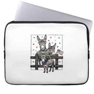 Capa Para Notebook Burros Patrióticos Camisa Vintage 4 de Julho Desig