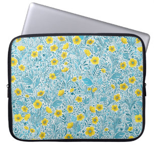 Capa Para Notebook Buttercups, amarelo, azul e branco