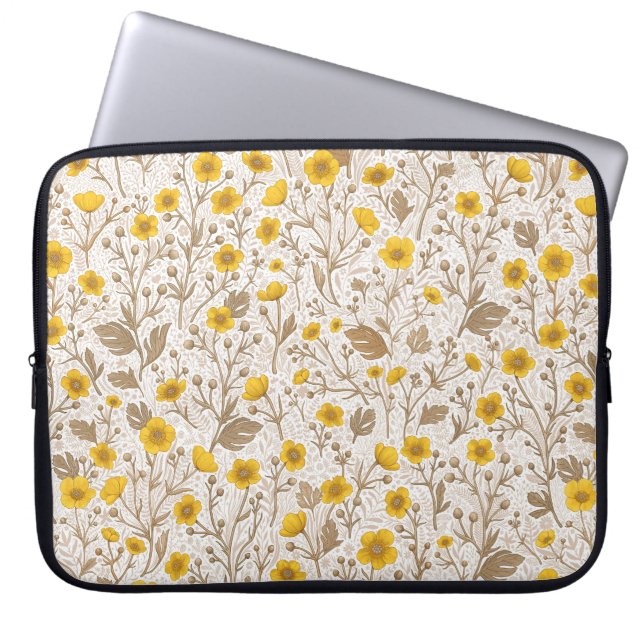 Capa Para Notebook Buttercups, amarelo e marrom (Frente)