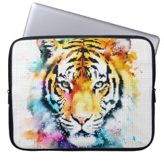 Capa Para Notebook Cabeça de Tigre Colorida em Estilo Geométrico em A