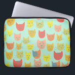 Capa Para Notebook Cabeças de gato colorido, bonitas, verdes<br><div class="desc">Bonitas cabeças coloridas de gatos dançam através deste padrão,  procurem mais itens no meu compro!</div>