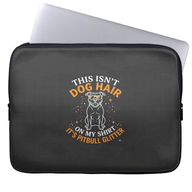 Capa Para Notebook Cabelo de Cachorro Pitbull Brilho Usando Óculos de (Frente)