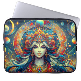 Capa Para Notebook Cabelo Turquesa Flutuante da Cabeça de Deusa Abril