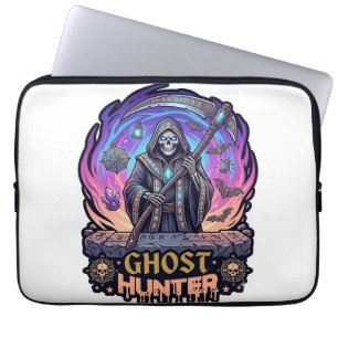 Capa Para Notebook Caçador de Fantasmas Ceifador Esqueleto Foice Roxo