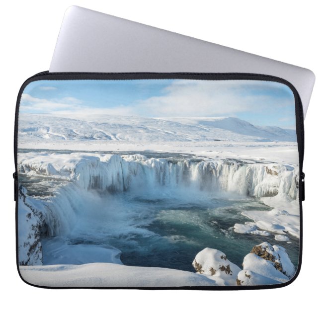 Capa Para Notebook Cachoeira Godafoss Paisagem (Frente)