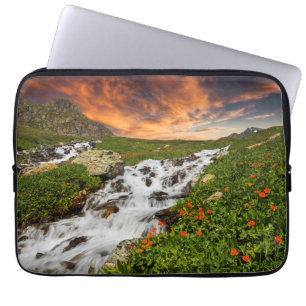 Capa Para Notebook Cachoeira nas montanhas com flores