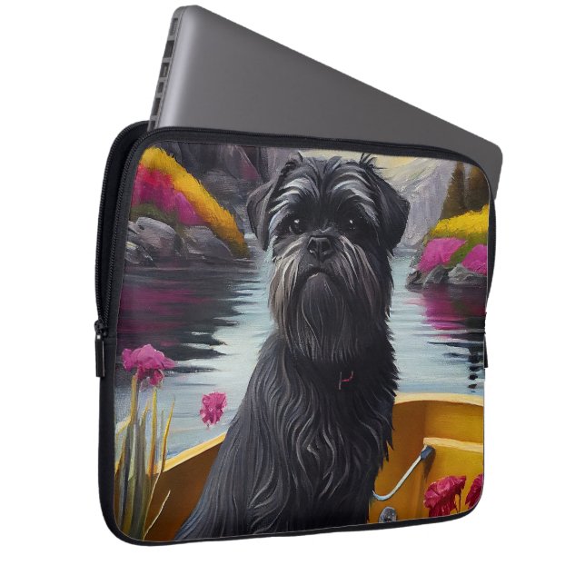 Capa Para Notebook Cachorro Affenpinscher sobre um remo: Uma aventura (Frente Esquerda)