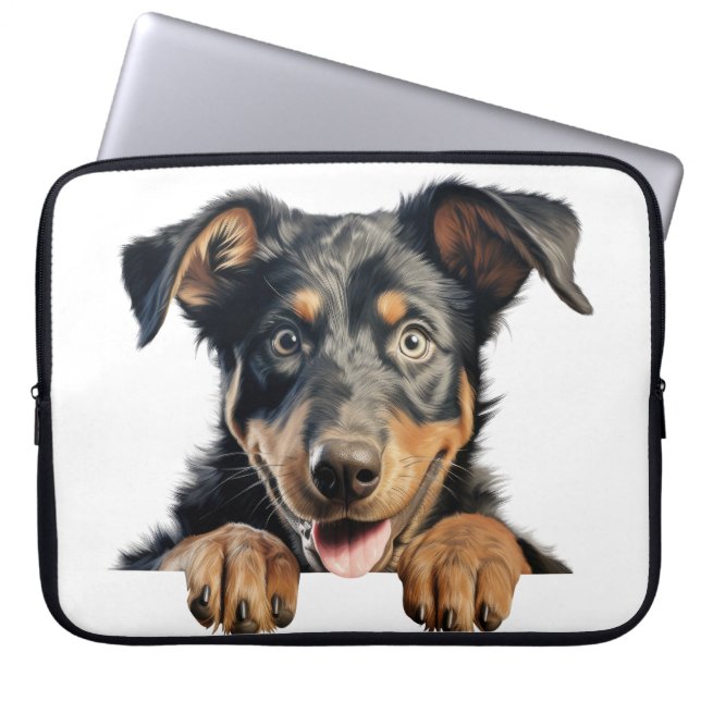 CAPA PARA NOTEBOOK CACHORRO BEAUCERON PRETO E CASTANHO (Frente)